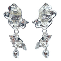Spectacular Halloween Glamor Witch Earrings Ritzy Couture DeLuxe-Fine Silver Plate