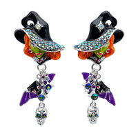 Spectacular Halloween Glamor Witch Earrings Ritzy Couture DeLuxe-Fine Silver Plate