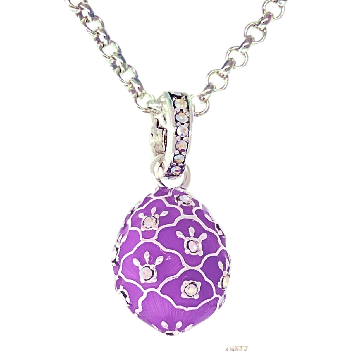 Lavender Easter Egg Enhancer Charm by Ritzy Couture DeLuxe-Fine Silver Plating