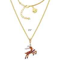 Ritzy Couture Christmas Reindeer Charm with Swarovski Crystals Enhancer Charm (Goldtone)