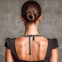 Oscar de la Renta Hematite Plated Crystal Pearl Multi-Stone Statement Necklace