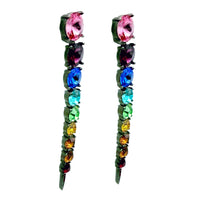 Oscar de la Renta Rainbow Swarovski Crystal Articulated Linear Post Earrings