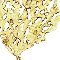 Oscar de la Renta 22K Gold Coral Reef Inspired Heart Brooch, 3.5” x 3.5”