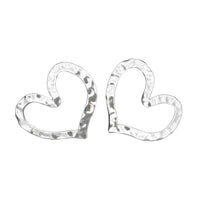 Oscar de la Renta Hammered Rhodium-Plate Heart Silhouette Post Earring 1.5” x 2”