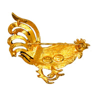 Kenneth Jay Lane Original Golden Rooster Brooch Austrian Crystal Gold Plated USA