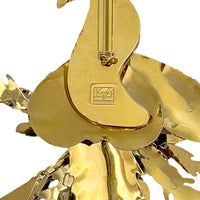 Lunch at The Ritz, Rare Handcrafted Peacock Pin Brooch Pendant with Crystals