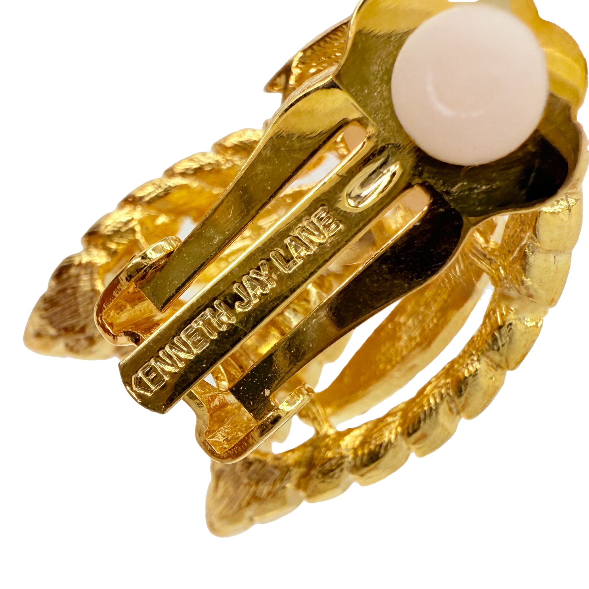 Kenneth Jay Lane Triple Leaf Emerald Crystal Clip-On