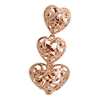 Oscar de la Renta Rose Gold Plated Filigree Triple Heart Statement Clip Earrings