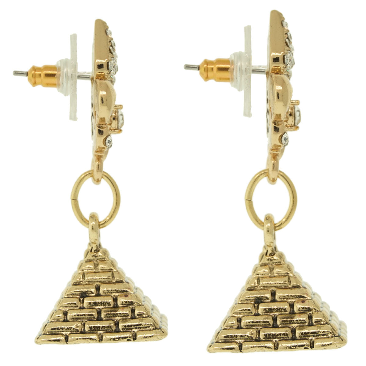 Ritzy Couture Pyramids Of Giza World Travel Women's Earrings - Antique Goldtone