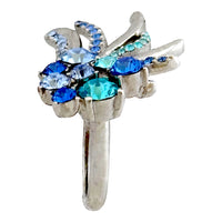 Oscar de la Renta Blue Comet Ring in Silvertone with Sapphire & Zircon Crystals