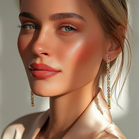 Oscar De La Renta 22k Gold Plated Pastel Multi Swarovski Crystal Post Earrings