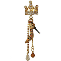 Ritzy Couture Shoe Queen Crown and Shoe Shopping Dangle Earrings - Goldtone