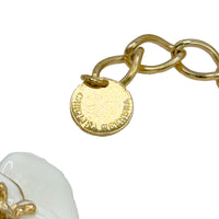 Carolina Herrera Gold Plate White Enamel Multi-Flower Black Crystal Bib Necklace