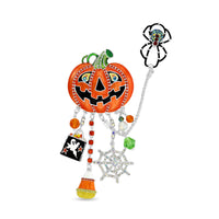 Ritzy Couture Women’s Enamel Dangling Ornament Halloween Multi Charm Jack O' Lantern Drop Dangle Brooch Pin Pendant - Original (Silvertone)