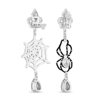 Spider Web Halloween Chandelier Earrings Ritzy Couture Deluxe-Fine Silver Plated