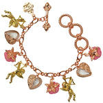 Ritzy Couture Cupids and Romance Pink Adjustable Charm Bracelet - Rose Gold/Gold