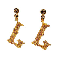 Oscar de la Renta Gold-Plated Tree-Inspired Initial Letter "L" Post Earrings