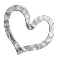 Oscar de la Renta Hammered Rhodium-Plate Heart Silhouette Post Earring 1.5” x 2”