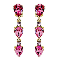 Oscar de la Renta Rose Pink Swarovski Crystal Drop Clip Earrings – Gold Plated
