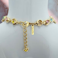 Oscar de la Renta Textured Metal and Crystal Hammered Collar Necklace 16" Long