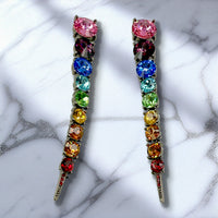 Oscar de la Renta Rainbow Swarovski Crystal Articulated Linear Post Earrings