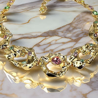 Oscar de la Renta Textured Metal and Crystal Hammered Collar Necklace 16" Long