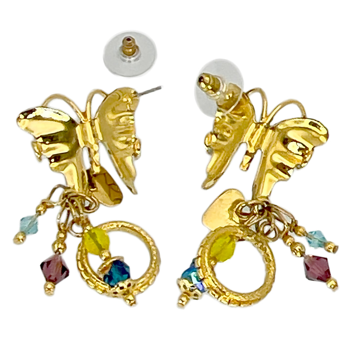 Lunch at The Ritz: Yellow Swallowtail Butterfly Post Earrings - 22k Gold Plated