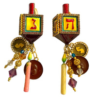 Lunch at The Ritz Hanukkah Dreidel Festival of Light Clip Earring 22K Gold Plate