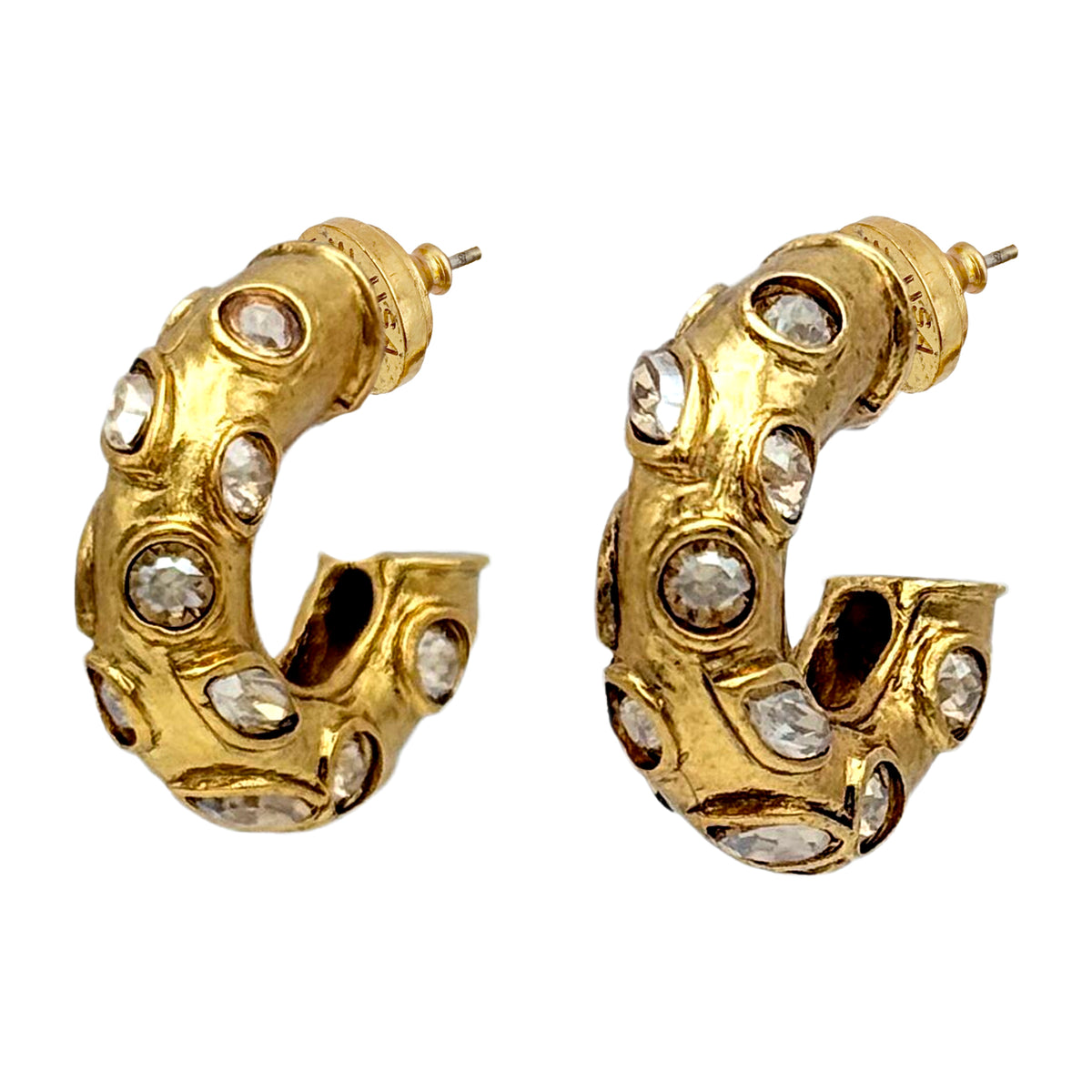 Oscar de la Renta Bold Crystal-Embellished Gold Hoop Earrings