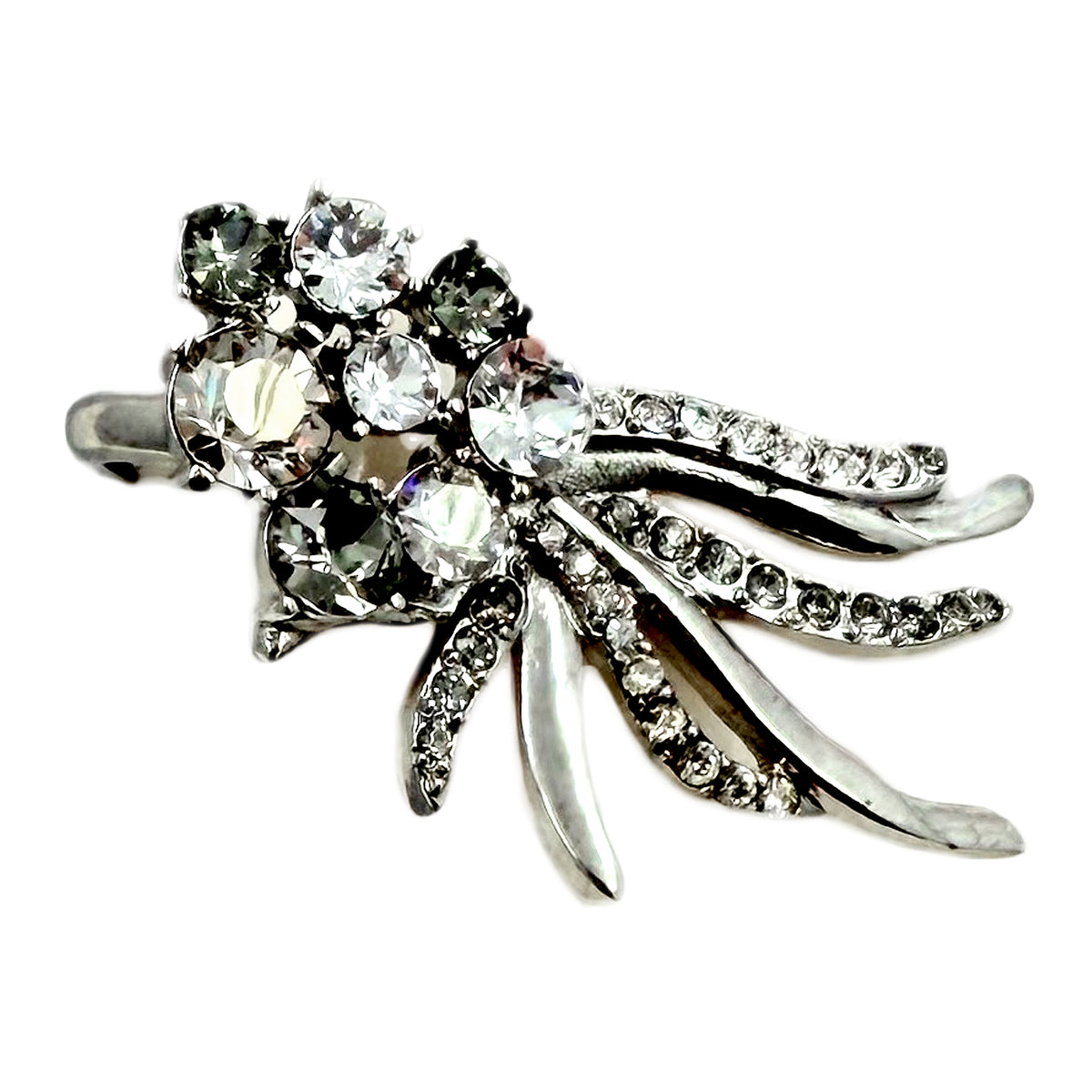 Oscar de la Renta Crystal Comet Ring with Black Diamond and Clear Crystals