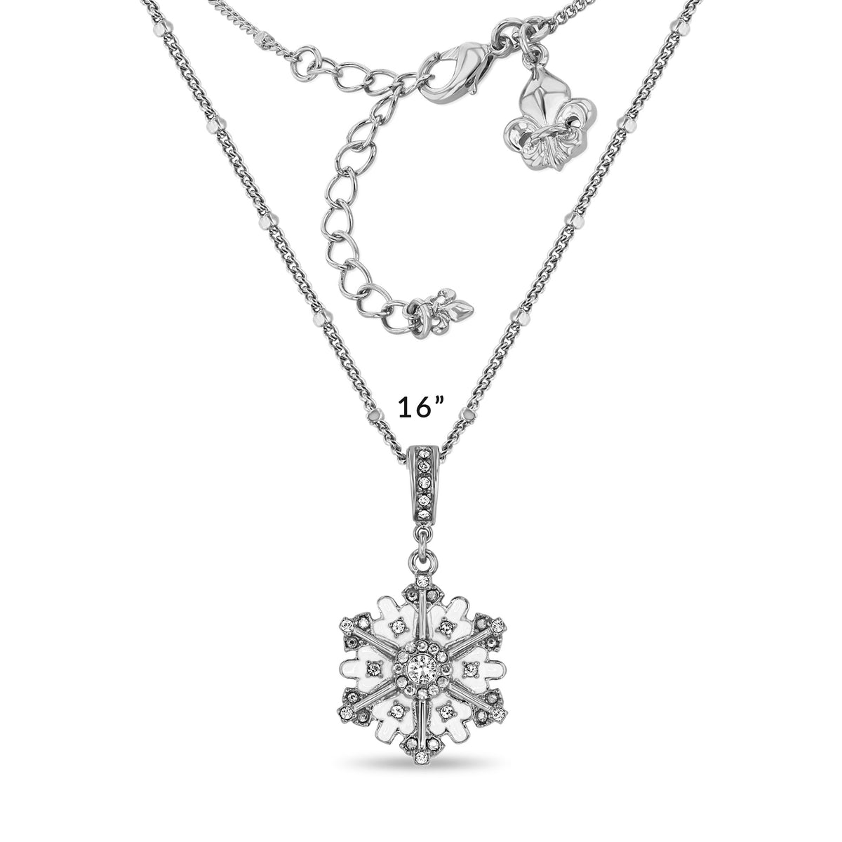 Ritzy Couture DeLuxe Crystal Snowflake Charm Pendant Necklace - Silver Plated