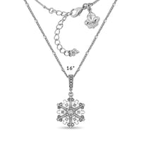 Ritzy Couture DeLuxe Crystal Snowflake Charm Pendant Necklace - Silver Plated