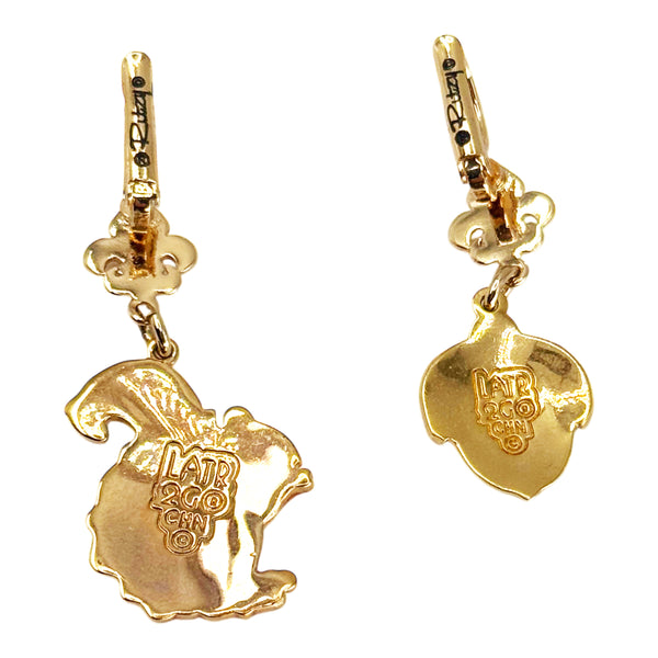 Lunch at The Ritz Squirrel and Acorn Earrings – Whimsical Autumn 22K Gold-Plated