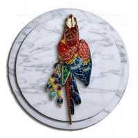 Vintage Lunch at The Ritz Macaw Parrot Brooch Moveable Enamel Statement Pin