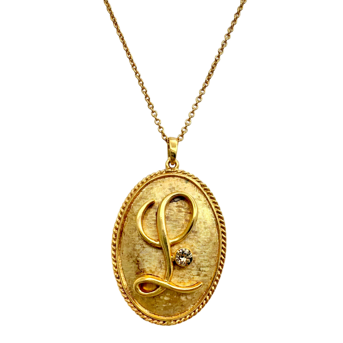 Oscar de la Renta Gold-Plated Initial "L" Pendant Necklace with Crystal Detail