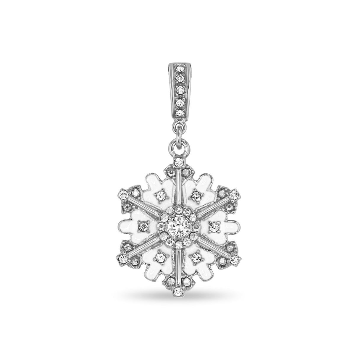 Ritzy Couture DeLuxe Crystal Snowflake Charm Pendant Necklace - Silver Plated