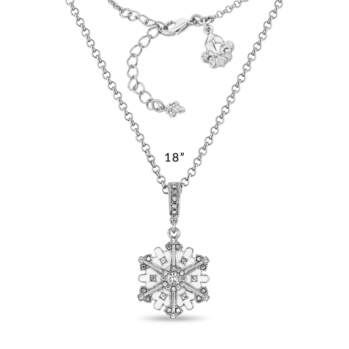 Ritzy Couture DeLuxe Crystal Snowflake Charm Pendant Necklace - Silver Plated