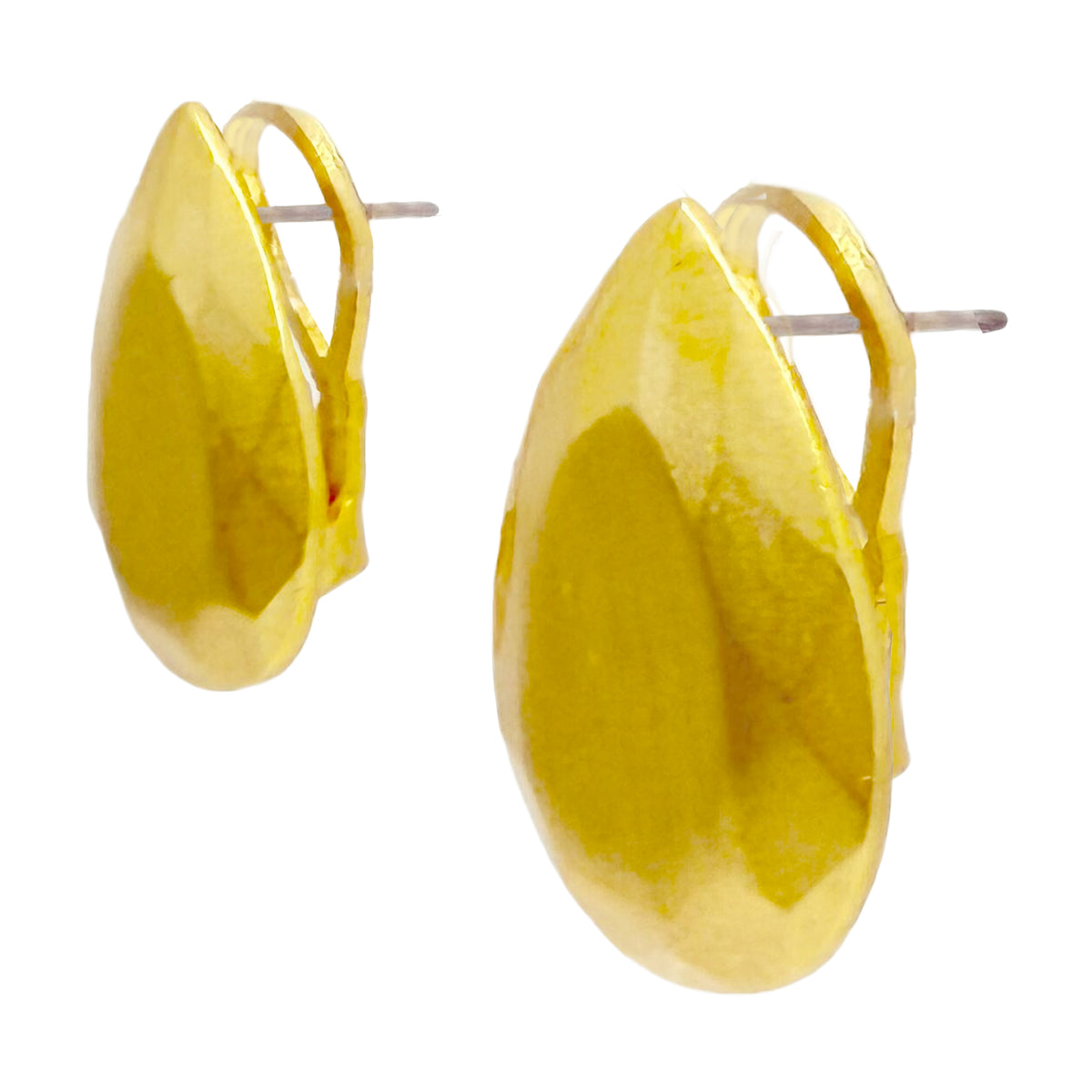 Kenneth Jay Lane Timeless 22K Gold Matte Faceted Pear Shape Leverback Earrings