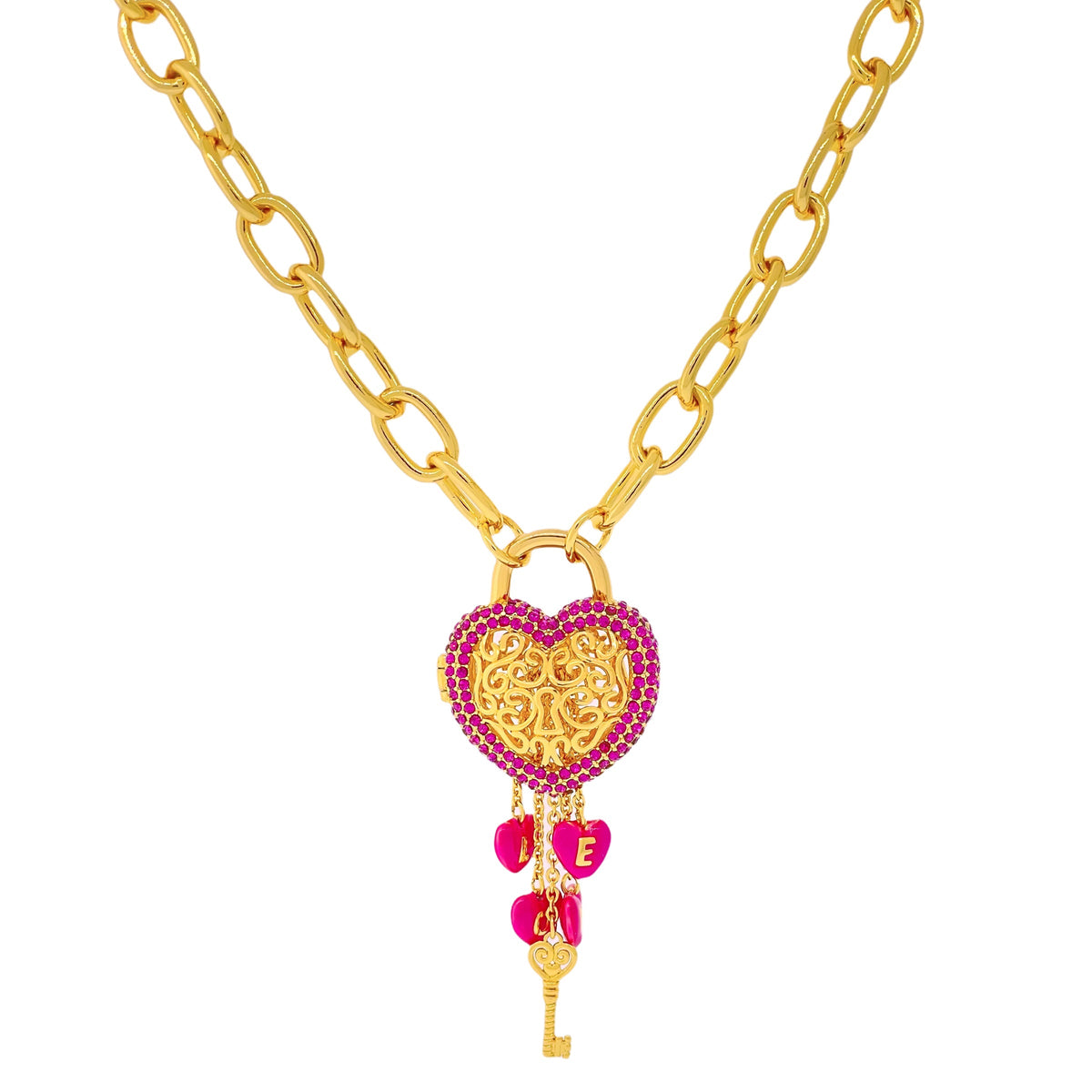 Fuchsia -Locket Full of Love- Valentine Necklace by Ritzy Couture DeLuxe -18k Gold Plating