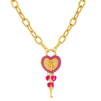 Fuchsia -Locket Full of Love- Valentine Necklace by Ritzy Couture DeLuxe -18k Gold Plating