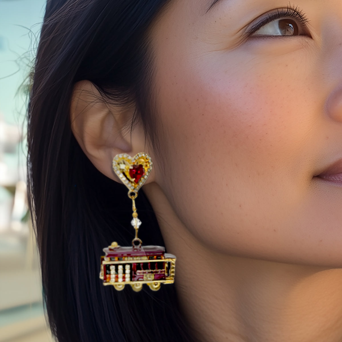 Lunch at The Ritz: Powell & Hyde SF Cable Car Post Earrings - 22k Gold PlatIng