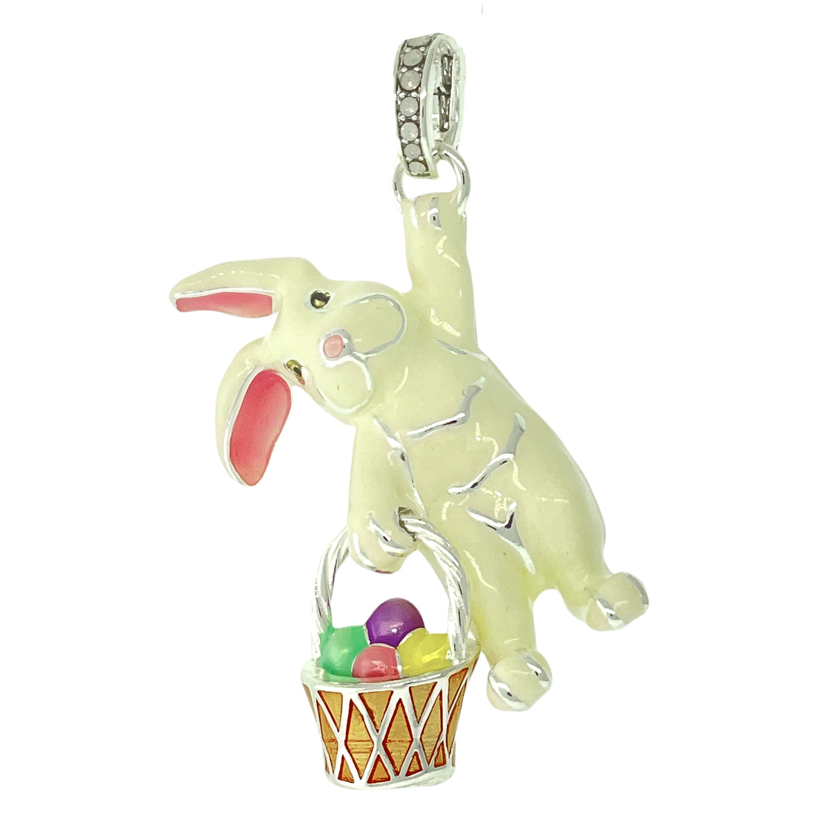 Adorable Easter Bunny Enhancer Charm by Ritzy Couture DeLuxe-Fine Silver Plating