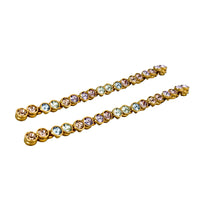 Oscar De La Renta 22k Gold Plated Pastel Multi Swarovski Crystal Post Earrings