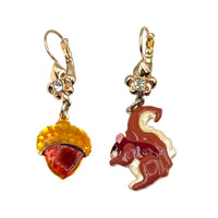 Lunch at The Ritz Squirrel and Acorn Earrings – Whimsical Autumn 22K Gold-Plated