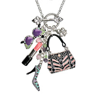 Shopping Deluxe Multi Charm Pastel Toggle Necklace (Silvertone) Ritzy Couture - Multicolor