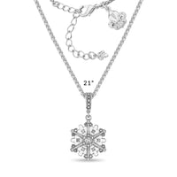 Ritzy Couture DeLuxe Crystal Snowflake Charm Pendant Necklace - Silver Plated