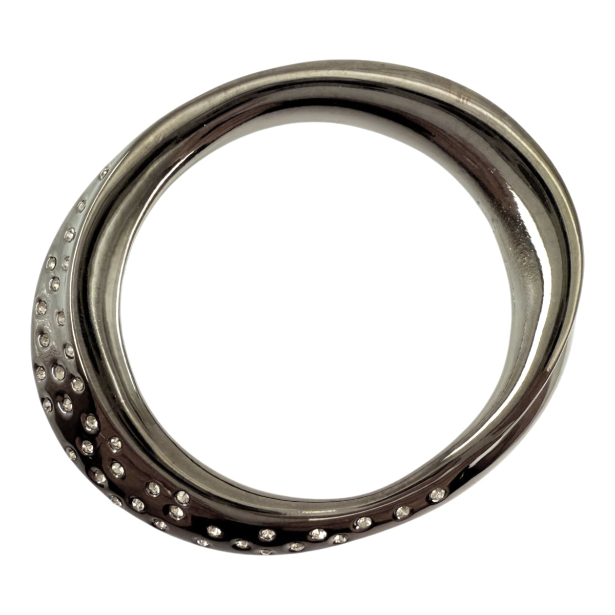 Oscar de la Renta Hematite-Plated Pave Crystal Bangle – Rare Futuristic Design