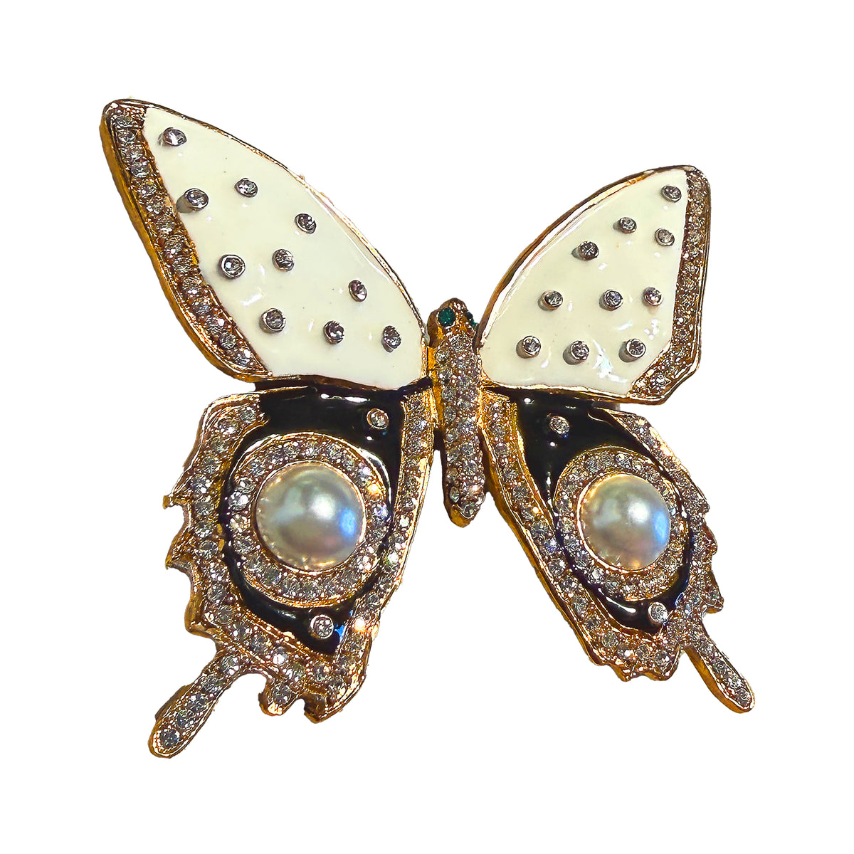 Kenneth Jay Lane Gold Plated Enamel Swarovski Crystal Butterfly Pin Brooch