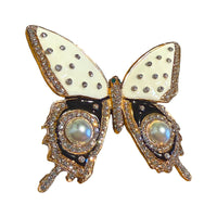 Kenneth Jay Lane Gold Plated Enamel Swarovski Crystal Butterfly Pin Brooch