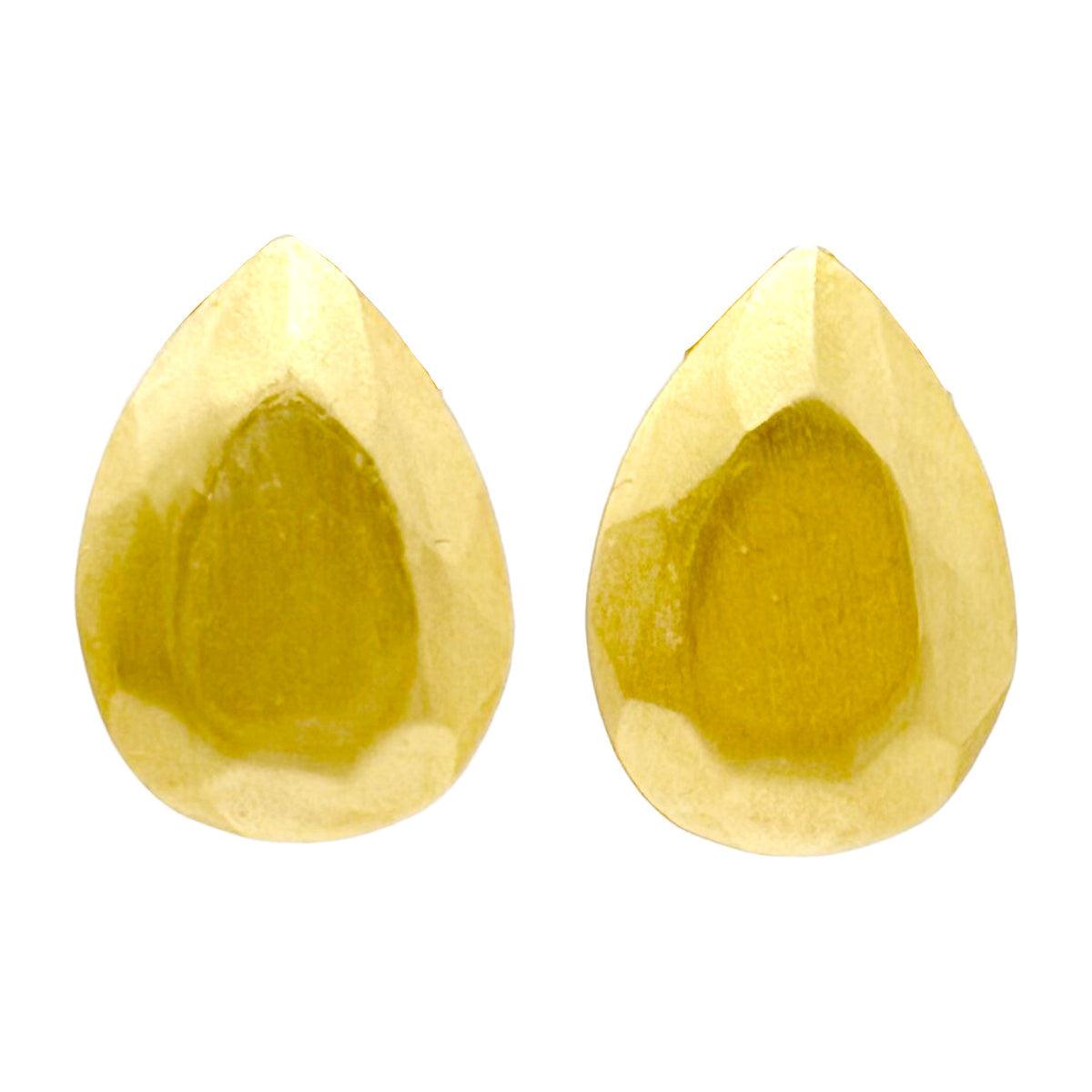 Kenneth Jay Lane Timeless 22K Gold Matte Faceted Pear Shape Leverback Earrings